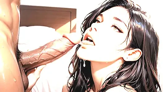 BEAUTIFUL YOUNG WOMAN SUCKS COCK WANTING IN BED - ULTRA REALISTIC AI