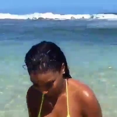 Cute doing selfies at the seaside , wo what an ass.mp