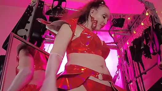Mistress Eva Latex Fetish Domina Femdom Goddess Gold Boots Big Ass BDSM Solo