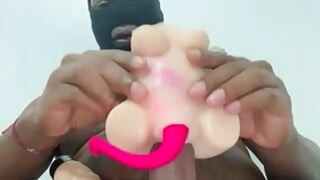 Fucks a vagina while oral a cock (dildo)