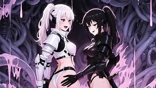 Zwei Anime Weltraum Ritter, in einem Raumschiff voller Schleim