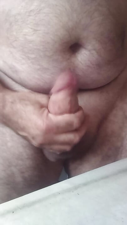 Handsome Mature Chubby with Big Fat Cock Masturbating with His Very Hard Cock Until He Cums a Lot