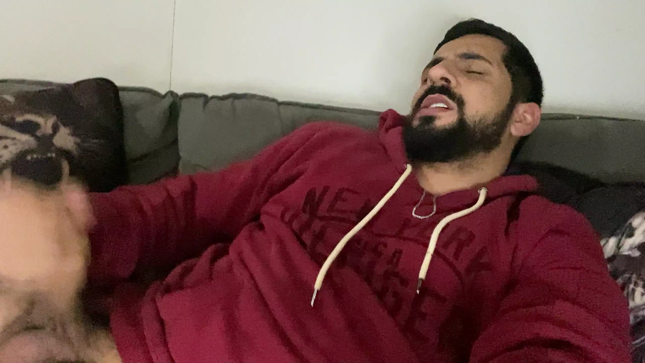 Smoking, High on, jerking off until cumming, Rodrik having fun alone