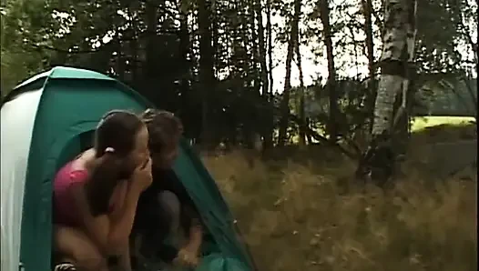 Mature Brunette Devours Cock in Wild Outdoor Group Bang