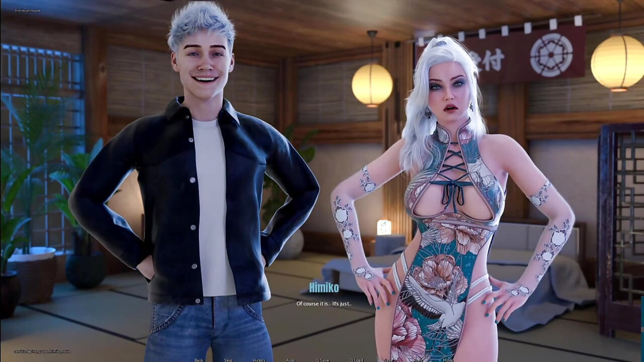 White Hair Girl Want Relax Her Hot Body