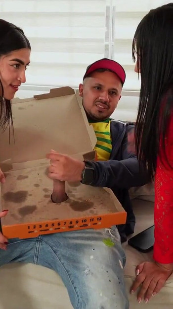 Busty Colombian and her friend get fucked by a skinny delivery man with a tip | Clip 1