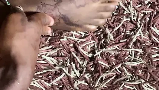Hot ebony babe foot massage section