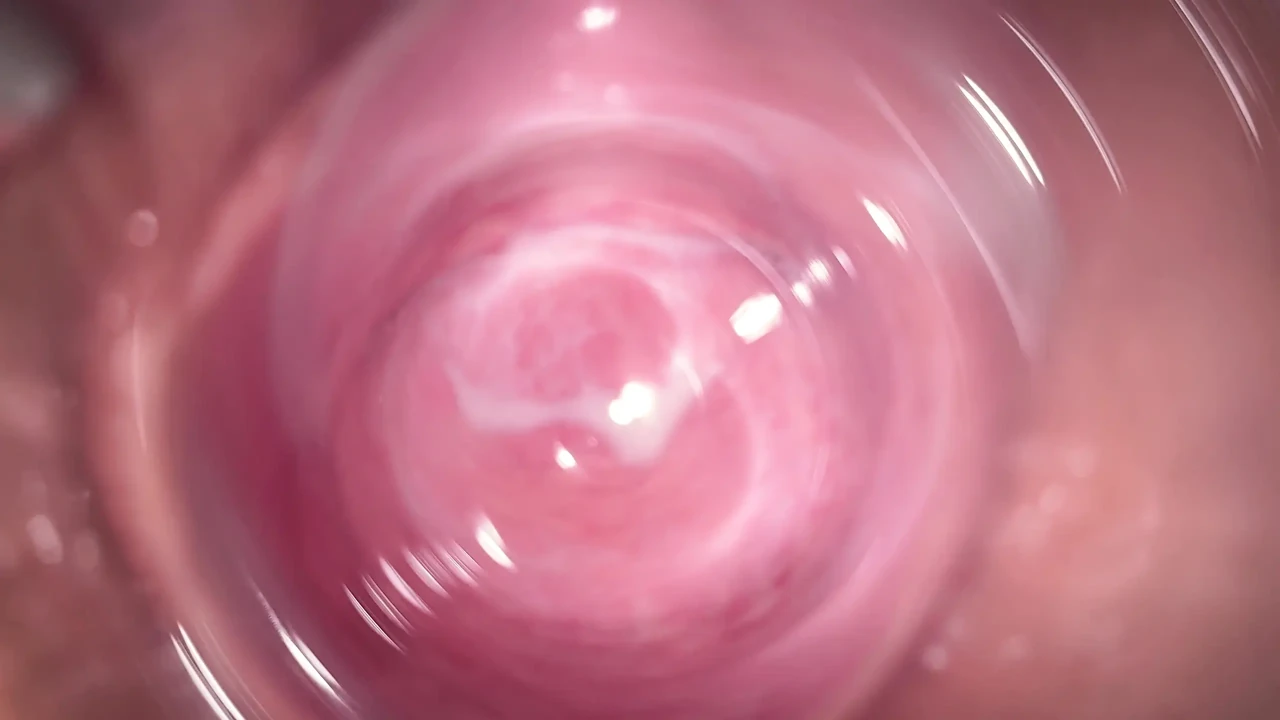 Camera deep inside Mia's tiny creamy vagina