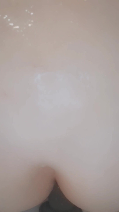 Emotional moment from "Having fun in the shower even stick my big black dildo to the wall and take it all in"