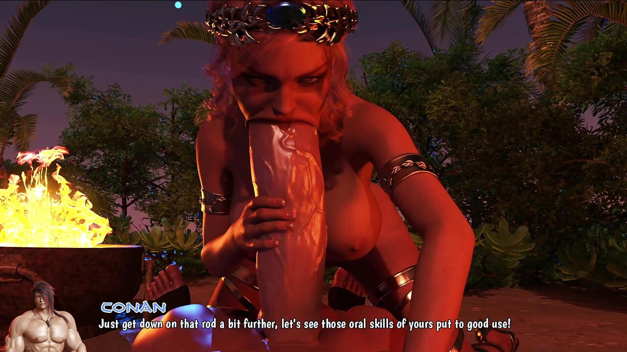 Conan Claims Harmonia's Palace Body - Gropes Her Giant Boobs, Then Pounds Both Holes Mercilessly