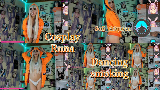 Runa cosplay fumando y bailando para ti