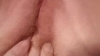 Friend Christina fingers beautiful hairy pussy part 1