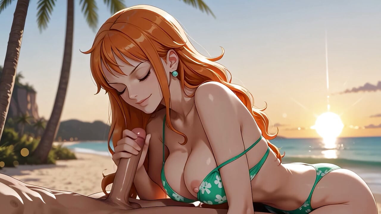 Nami, épisode secret à la plage, Hentai One Piece (AI)