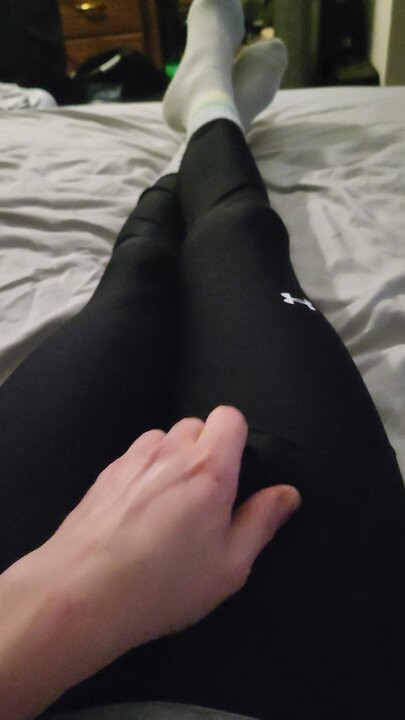 Cum wearing leggings and socks.