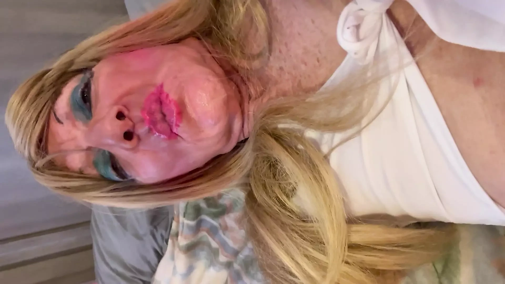 Blonde slut inserts BBC dildo toy inside her