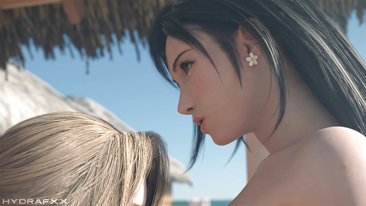 3D Hentai usensurert Tifa x Aerith x Cloud
