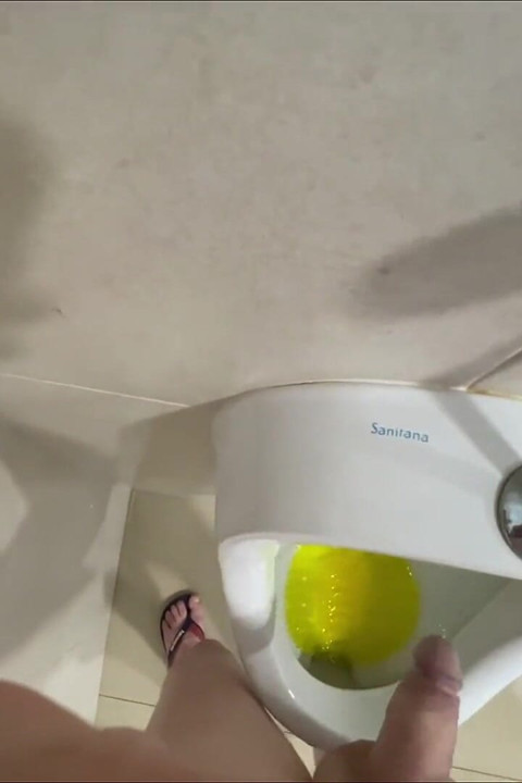 Dared to Piss Fully Naked in Public Toilets Urinal