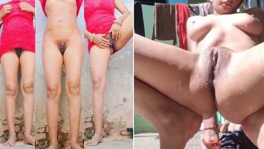 Une Indienne excitée seule se baigne avec sa propre petite chatte laiteuse, un amant sexuel masturbe sa chatte étroite et squirte sa chatte crémeuse