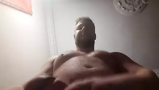 Russian man jerks off with obscenities and cums in camera