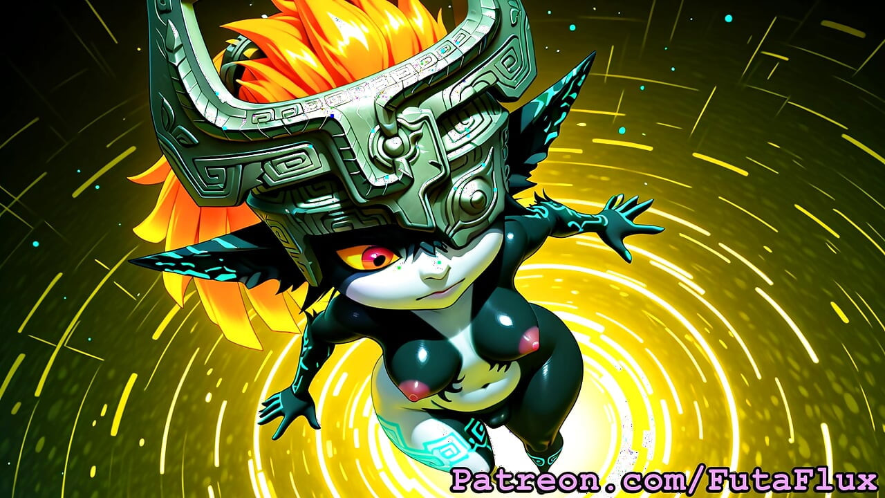 Futanari Midna from Zelda - Masturbating, Cumshots, Self sucking