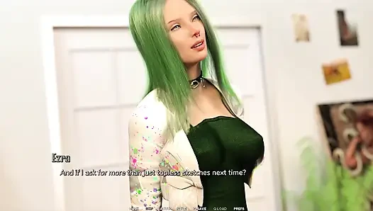 Taboo university - emo-künstlerin mit grünen haaren sagt, ich bin ihre muse