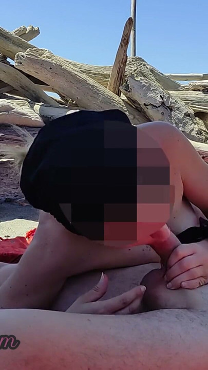 Risky Blowjob on the Canary Beach Almost caught - MissCreamy | Clip 1