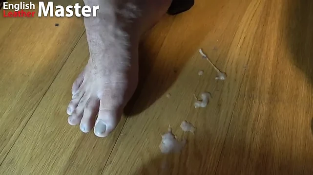 Businessman jerks uncut cock and cums while you worship his feet under desk PREVIEW