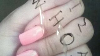 cum tribute pink nails