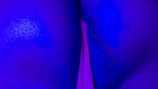 Ebony Goddess Leaking: Neon Thong & Dildo Squirt