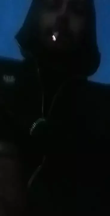 smoking and jerking big cock outside