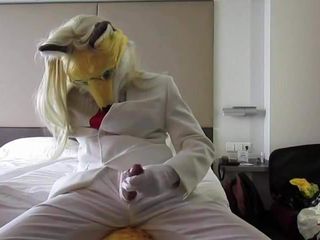 white suit fox masturbating