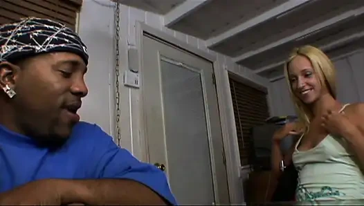 Huge black cock and black hand in sexy blonde girl pussy