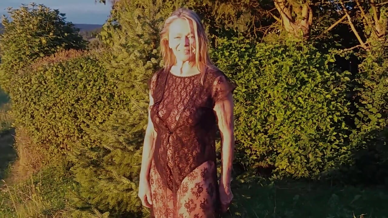 Granny Is Wearing a Sheer Bodysuit Outside
