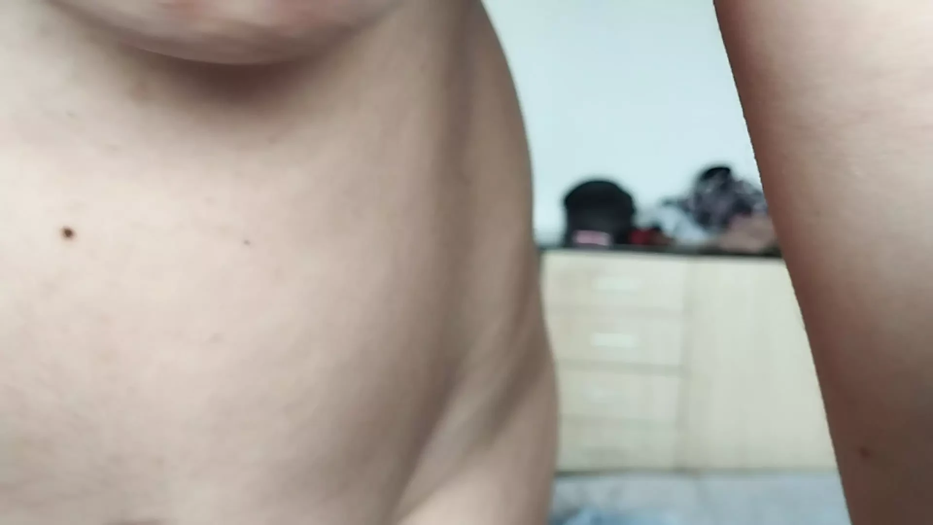 Amateur wife having fun trying on clothes she cuts. Amateur wife dancing naked through the house.