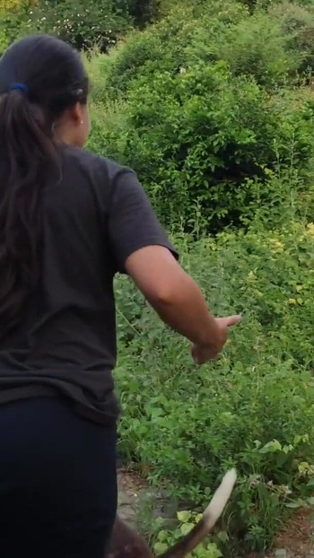 Stunning moment from "A cute slim Latina girl walks outdoors and flashes her big boobs and ass"