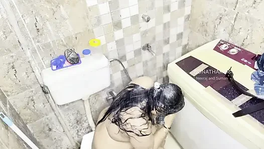 Real Desi Husband Fucks Wife Hard in Office Bathroom Shower