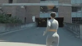 Frankie Bridge running outddors in tight spandex, very sexy