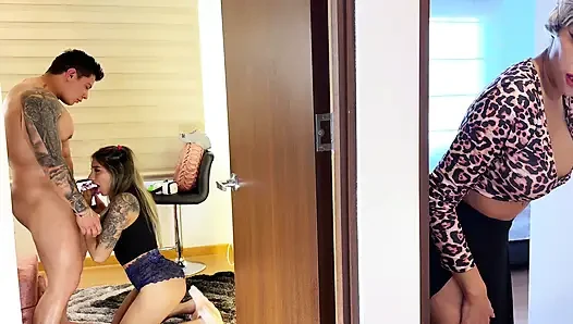 Stunning Latina MILF! The mother-in-law gets excited and masturbates while listening to moans in the other room!