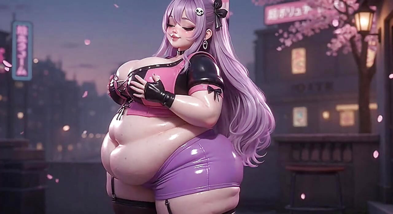 BBW Anime-schätzchen schüttelt riesigen arsch in lila tanga