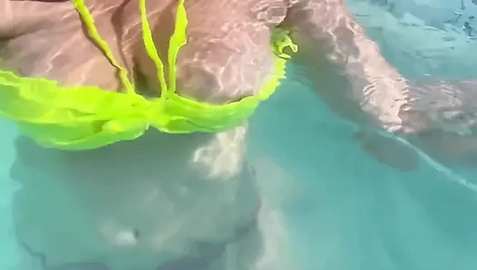 Artemisia Love Swimming in the Pool Flashing Her Big Juicy Boobs and Smoking a Cigarette