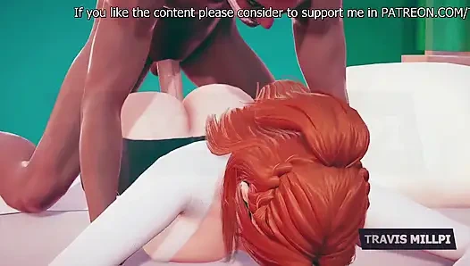 Profesor semok rambut merah merangkak masuk ke dalam kacamata fantasi kantormu pakai kemeja ketat, sikap nakal