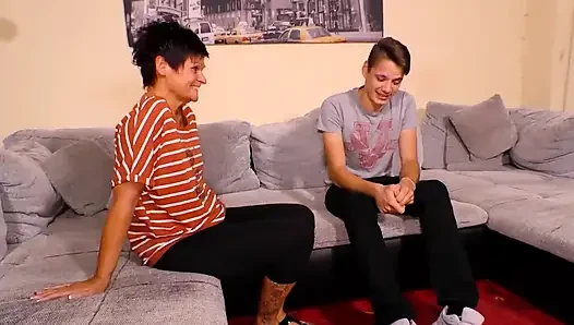 German grandma loves young cock!!