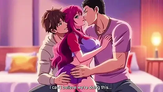 Step brother catches step sister fucking with boyfriend and joins them Threesome