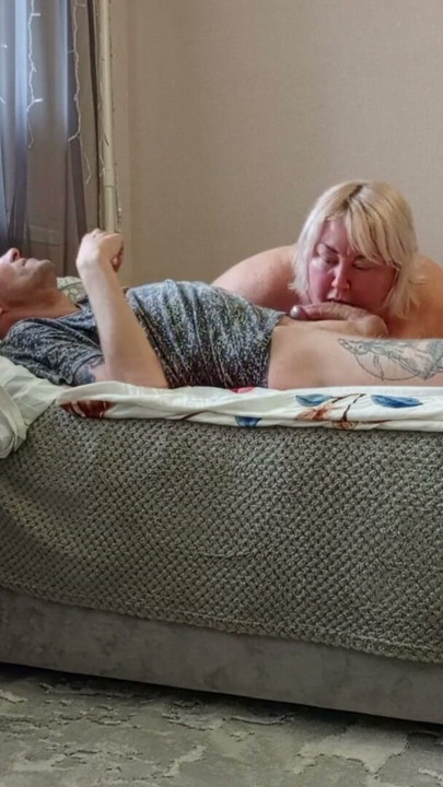 Mother-in-law swallows dick deeply and swallows thick cum | Clip 2