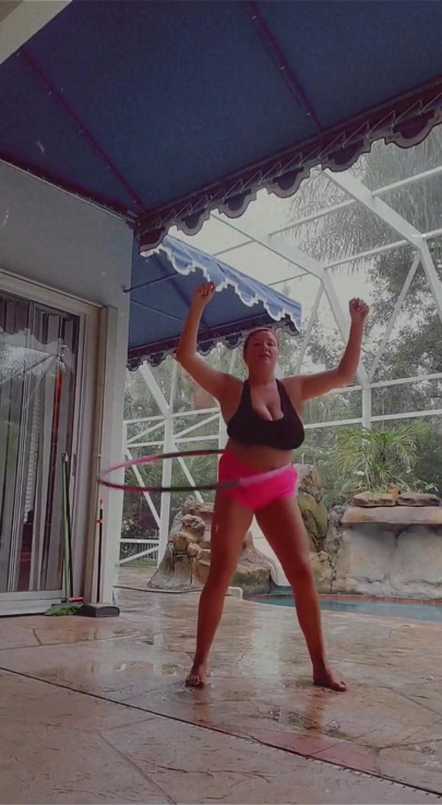 Rainy Day Topless Poolside Workout! Would You Be My Personal Trainer?