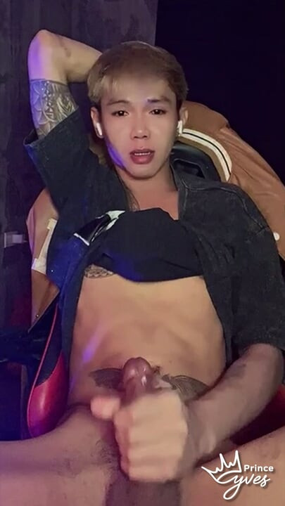 Inked Asian Boy Masturbation and Cumming