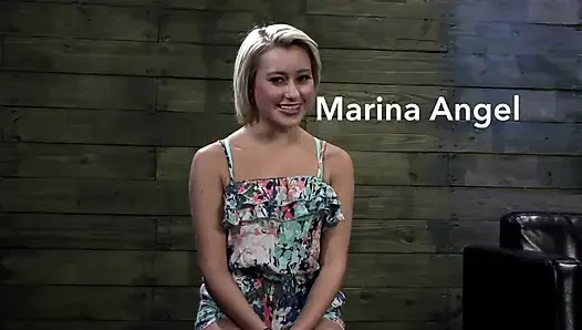 Sub girl Angel gets tied up and tormented by cruel blond dominatrix in t...