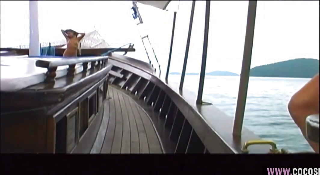 Brunette in Floral Bikini Fucked on Boat Deck by Muscular