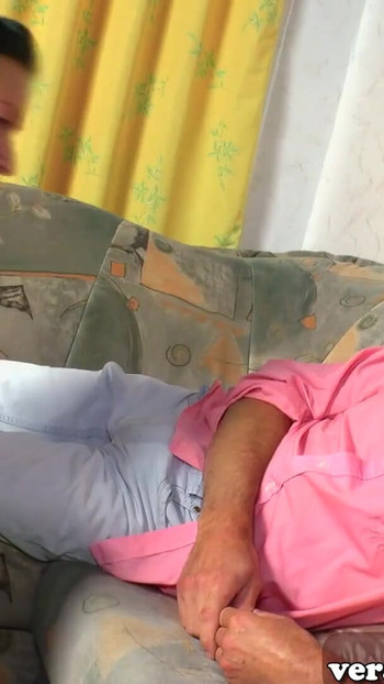 German stepdaughter persuades her stepdad to have family sex | Clip 1