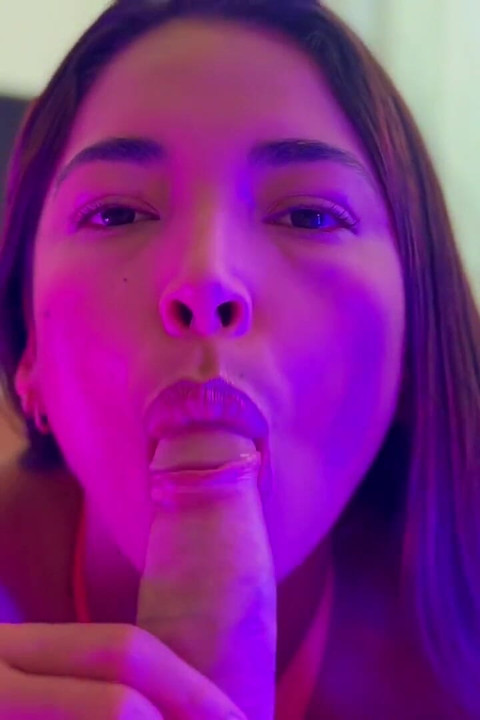 POV Blow Job in Neon Light From Latina Pornstar Mianins